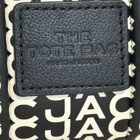 Marc Jacobs The Monogram Leather Crossbody Tote Bag Black/White One Size - Picture 7 of 10
